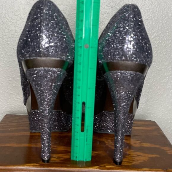 Promise Stiletto Platform Glitter Sparkly Steel Gray / Pewter High Heels Size 9 - Picture 12 of 15